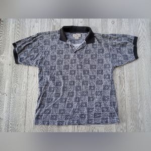 Frenzi Golf Polo, XL men's, Black and Grey Cool Print